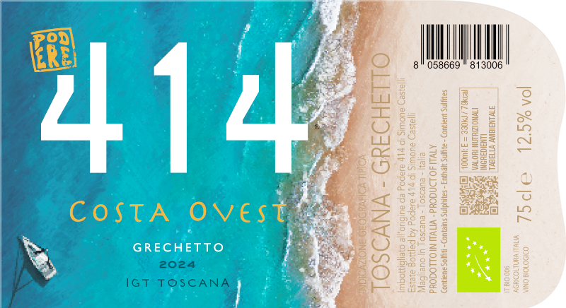 PODERE 414 COSTA OVEST GRECHETTO IGT TOSCANA BIO - obrazek 2