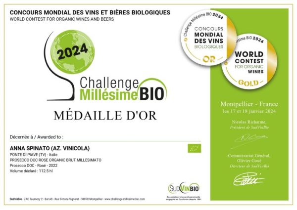 ANNA SPINATO ORGANIC PROSECCO MILLESIMATO ROSÉ DOC BRUT