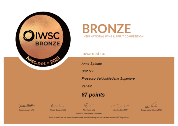 ANNA SPINATO VALDOBBIADENE PROSECCO SUPERIORE DOCG BRUT