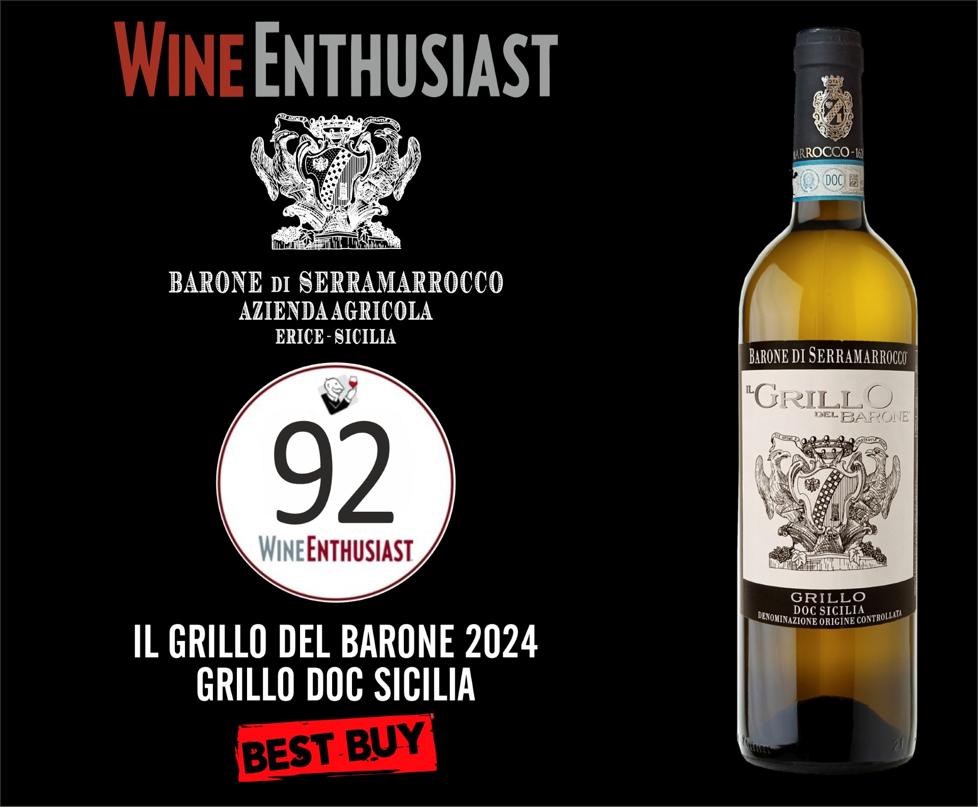 BARONE DI SERRAMARROCCO GRILLO DEL BARONE DOC SICILIA - obrazek 3