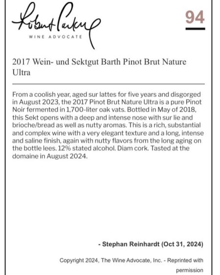 WEIN-UND SEKTGUT BARTH SEKT ULTRA PINOT BRUT NATURE BIO RHEINGAU - obrazek 7