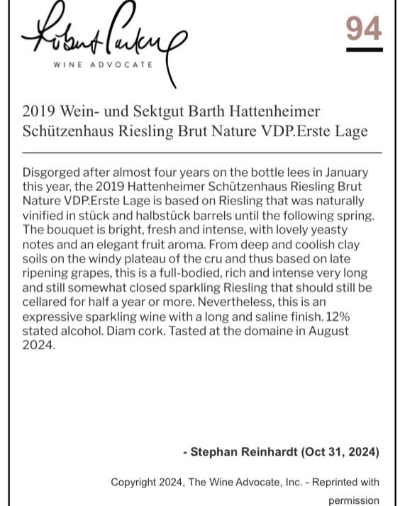 WEIN-UND SEKTGUT BARTH SEKT SCHÜTZENHAUS RIESLING BRUT NATURE VDP.ERSTE LAGE® BIO RHEINGAU